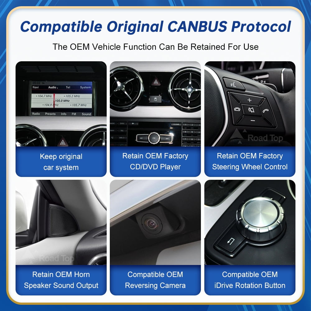 Mercedes-Benz Android Head Unit    Road Top Android 1312.3 inch Car Radio Touchscreen  Car Stereo for Mercedes Benz GLK Class X204 GLK250 GLK300 GLK350 2009-2015 NTG4.5/4.7 Wireless Carplay, Android Auto, Camera, Navigation