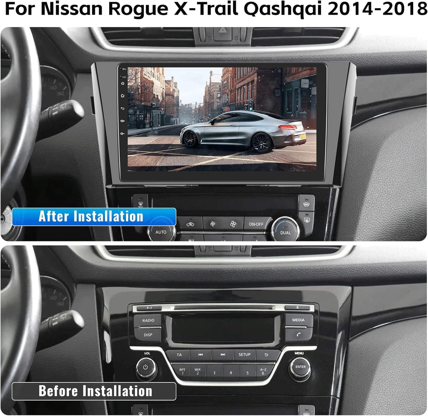 LICHENGTAI Android 13 Car Radio Stereo for Nissan Rogue X-Trail Qashqai 2014-2018 with Wireless Apple Carplay Android Auto, 10.1" HD Touchscreen Car Radio with Bluetooth, FM/RDS, SWC, GPS