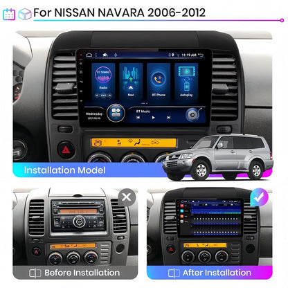 Guwzn Car Stereo Radio for Nissan Navara 2006-2012 9" Touchscreen 2+32G Vehicle GPS Navigation Wireless CarPlay Android Auto