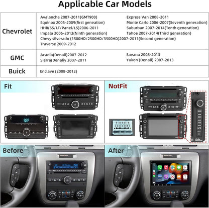 THONZER 8" Android 12 IPS Touch Screen Car Stereo for Chevrolet Chevy Silverado GMC, 2G+32G