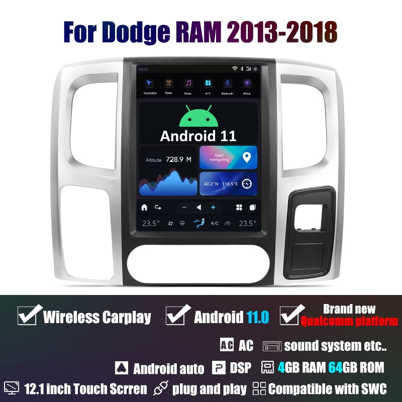 Smart Head Unit Dodge RAM 2013-2019 Large Screen Head Unit Android 11, 12.1" Inch Screen