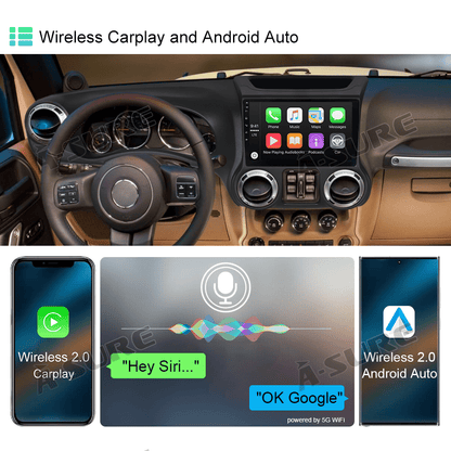 Android 13 Car Radio Stereo 4+64GB 8-Core for Jeep Wrangler JK 2011-2014 Carplay ChatGPT GPS Navi 4G WIFI