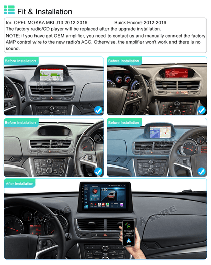 4+64GB Android 13 Car Stereo Radio for Buick Encore Opel Mokka 2012-2016 Wireless CarPlay Android Auto GPS 4G LTE WiFi Bluetooth DSP