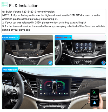Wireless CarPlay Android 12 Car Radio Stereo for Buick Verano 2016-2017 2+32GB GPS Navi