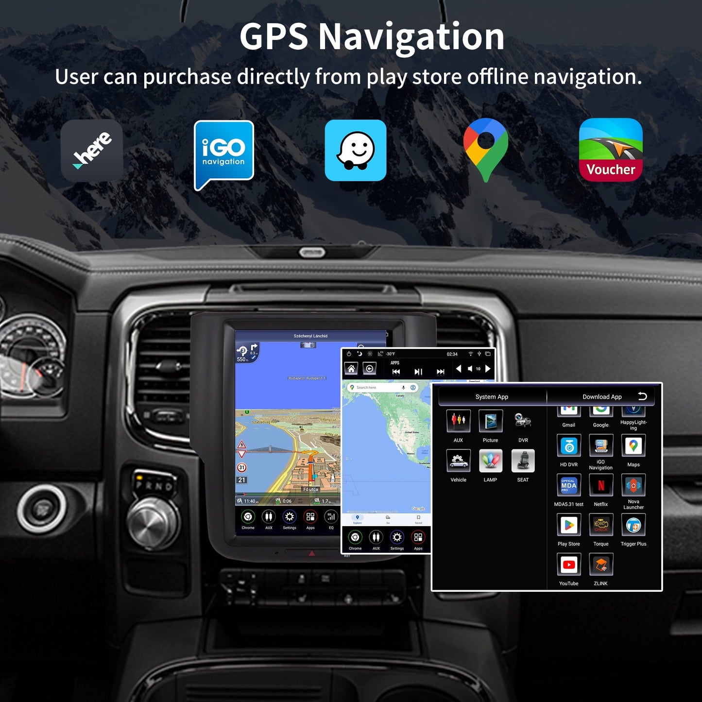 Linkswell Gen5 T-style 10.4 inch Car SirusXm Radio Stereo for RAM 2013-2018 Trucks 1500 2500 3500 Touch Screen Car Navigator Android Truck Replacement GPS radio 4G+64G Apple Carplay Auto DSP HDMI