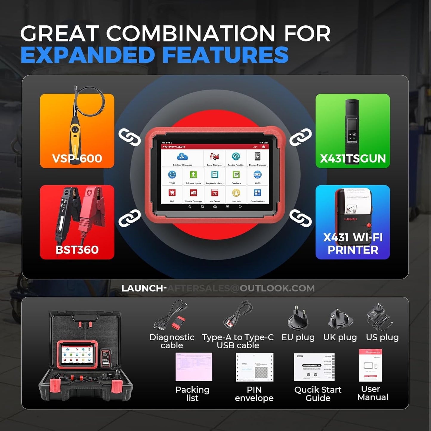 LAUNCH X431 PROS V+ 5.0 Elite Bidirectional Scan Tool with 2025 Newly Released DBSCar VII Connector,ECU Online Coding,CANFD,FCA AutoAuth,VAG Guide,38+ Reset for All Cars,2 Years Free Update Car Scanner Diagnostics