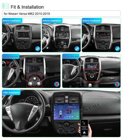 For Nissan Versa 2015-2019 Wireless CarPlay Android 13 Car Stereo Radio 10.1'' GPS Navi WiFi Bluetooth DSP RDS SWC