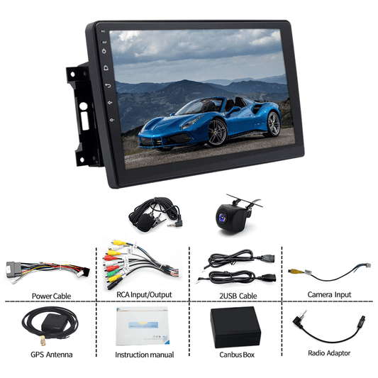 Eforcase 2G+32G Android 13 Car Stereo Radio Fit for Jeep Wrangler Chrysler Ram, 10'' HD Touchscreen with Carplay Android Auto Bluetooth WiFi, Rear Camera , FM, SWC