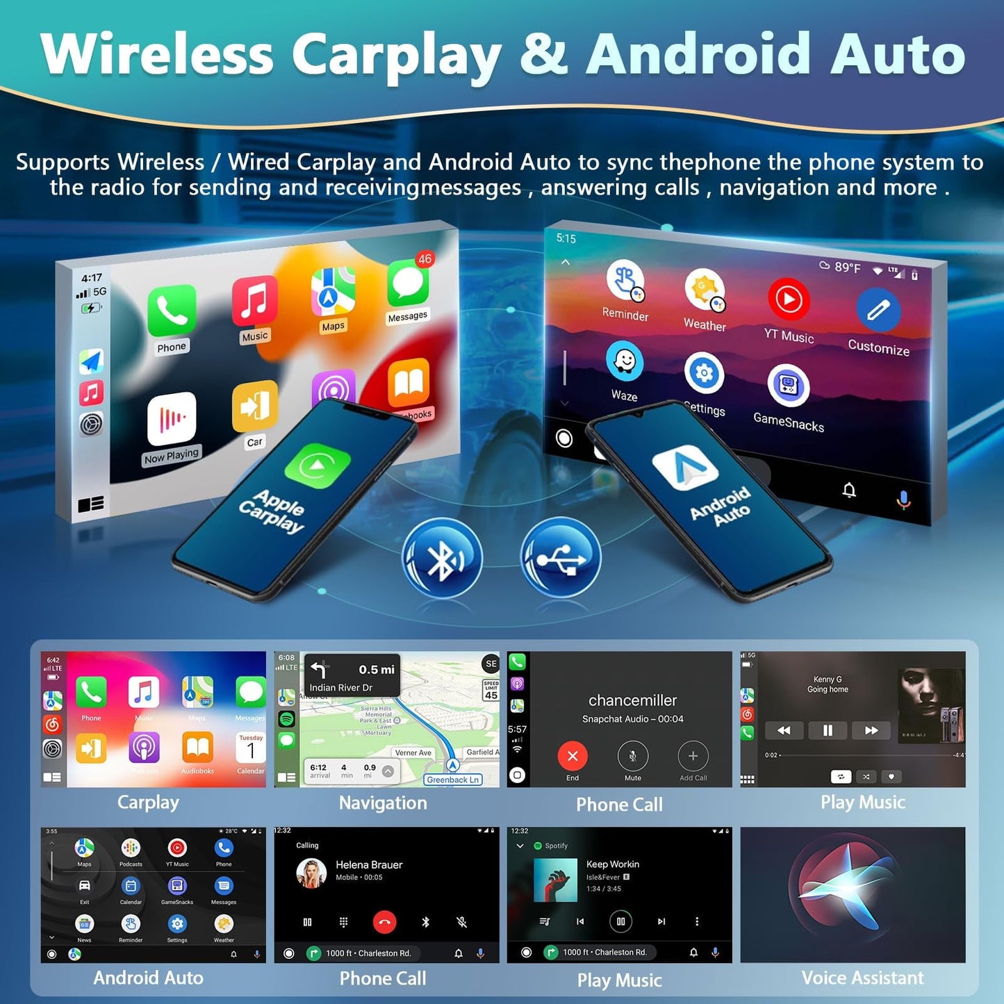 Podofo 4+64G Car Radio for Jeep Wrangler 2007 2009 2010 (4 Door) with Wireless Apple Carplay Android Auto,9" Touch Screen Car Stereo with Bluetooth/GPS/WiFi/SWC/FM&RDS Radio+AHD Backup Camera+MIC C42