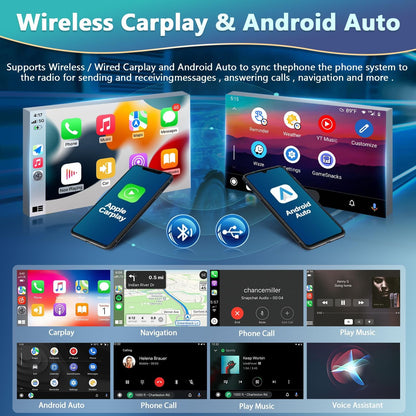 Podofo 4+64G Car Radio for Jeep Wrangler 2007 2009 2010 (4 Door) with Wireless Apple Carplay Android Auto,9" Touch Screen Car Stereo with Bluetooth/GPS/WiFi/SWC/FM&RDS Radio+AHD Backup Camera+MIC C42