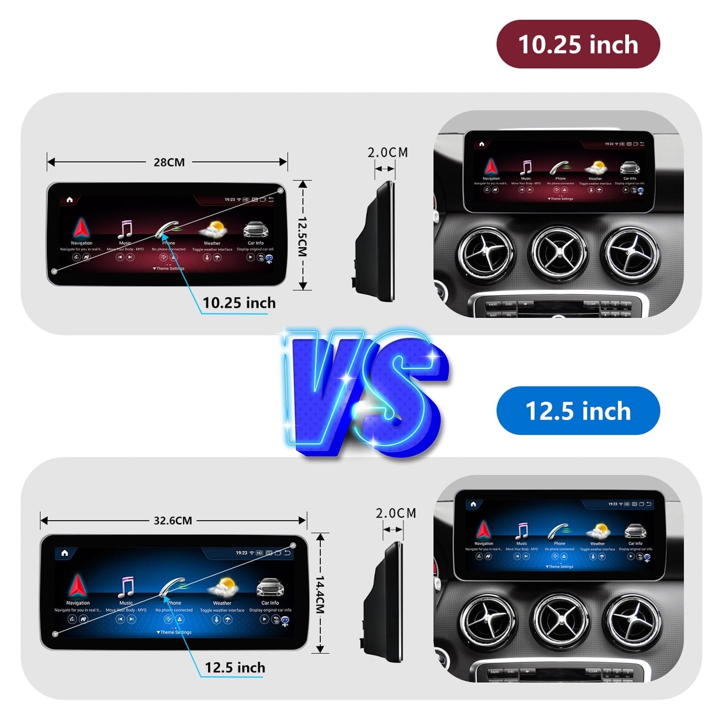 Mercedes-Benz Android Head Unit    Road Top Android 13 Car Stereo 12.3" Car Touch Screen for Mercedes Benz CLA GLA Class X156 C117 2013-2015 Year with NTG 4.5/4.7, 8+256G, Support Wireless Carplay, Global Weather, Navigation