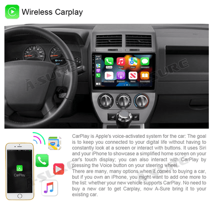 10.1" Carplay Android 10 Car Stereo Head Unit DSP BT for Jeep Compass 2007 2008