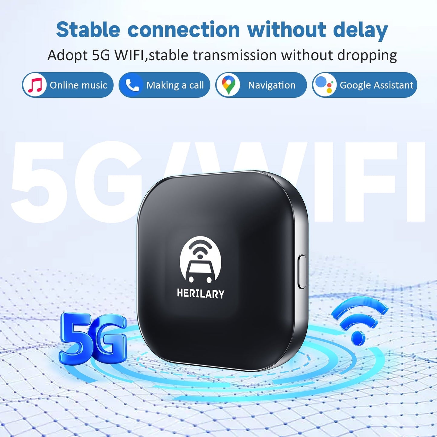 Herilary Wireless Carplay Adapter Android Auto Car Play for OEM Wired Carplay Magic Box Cars Stereo Convent Wired to Wireless CarPlay Dongle,Plug and Play