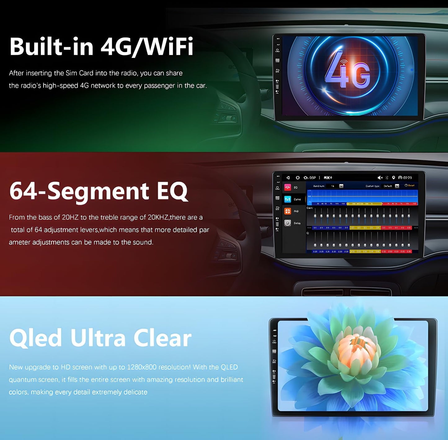 Toyota Android Head Unit   Sovob Double Din 9inch QLED Screen [DAB+/4G/WIFI/Carplay ] Android Car Radio Stereo Head Unit Suitable For Toyota Hilux/Fortuner Revo Vigo 2005-2014 - [6G+128G] - Free Camera+Mic BT GPS RDS