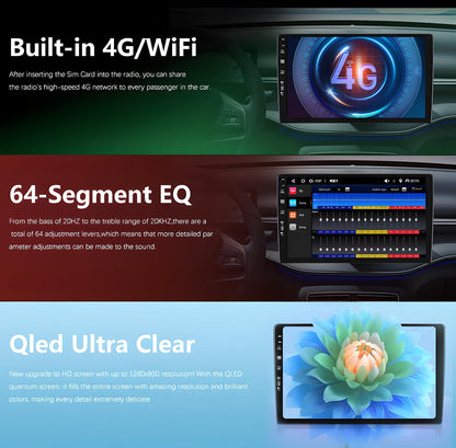 Toyota Android Head Unit   Sovob Double Din 9inch QLED Screen [DAB+/4G/WIFI/Carplay ] Android Car Radio Stereo Head Unit Suitable For Toyota Hilux/Fortuner Revo Vigo 2005-2014 - [6G+128G] - Free Camera+Mic BT GPS RDS
