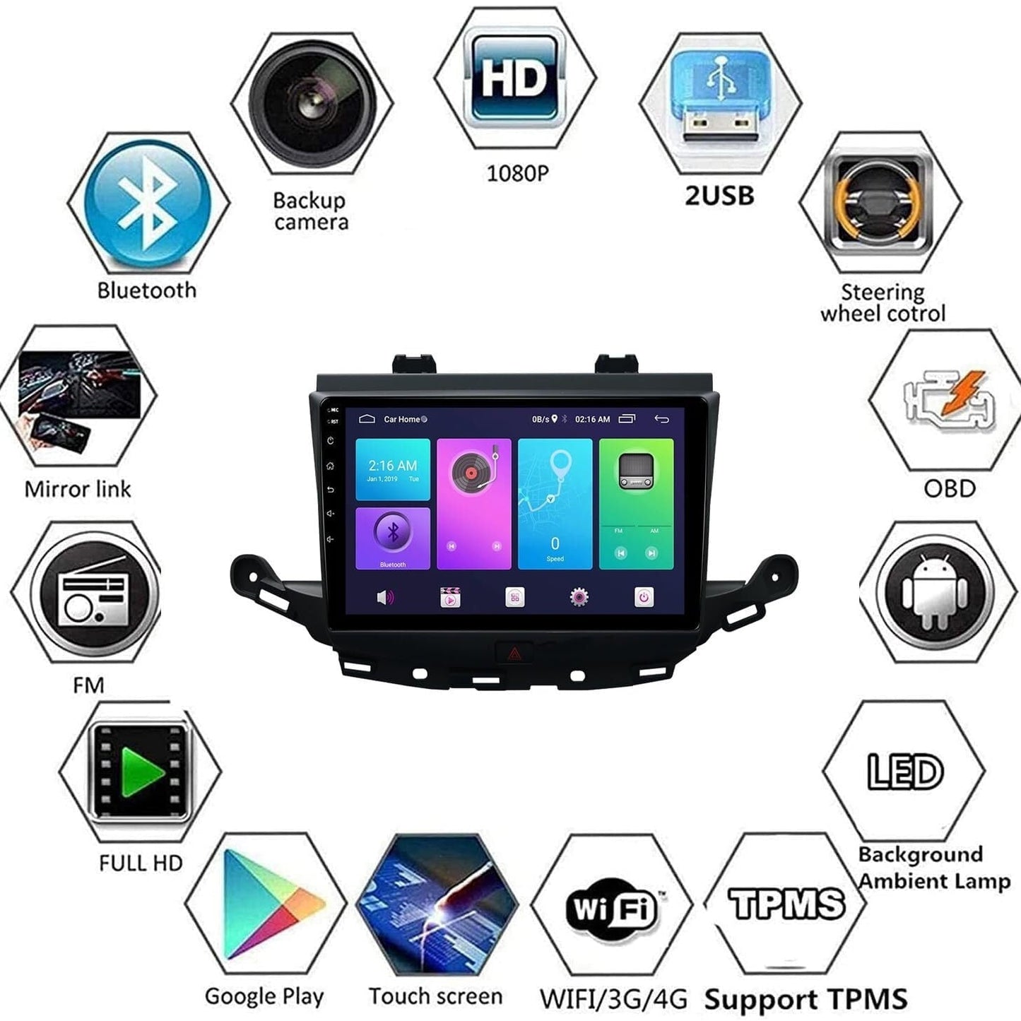 Sovob Android Car Stereo for BUI-CK VERANO 2015-2017 9 inch 2 Din Radio GPS Navigation IPS Touch Screen Multimedia Player Support 4G Carplay SWC Wifi Mirror Link DSP BT(Size:8 core 4G+wifi 6G+128G)