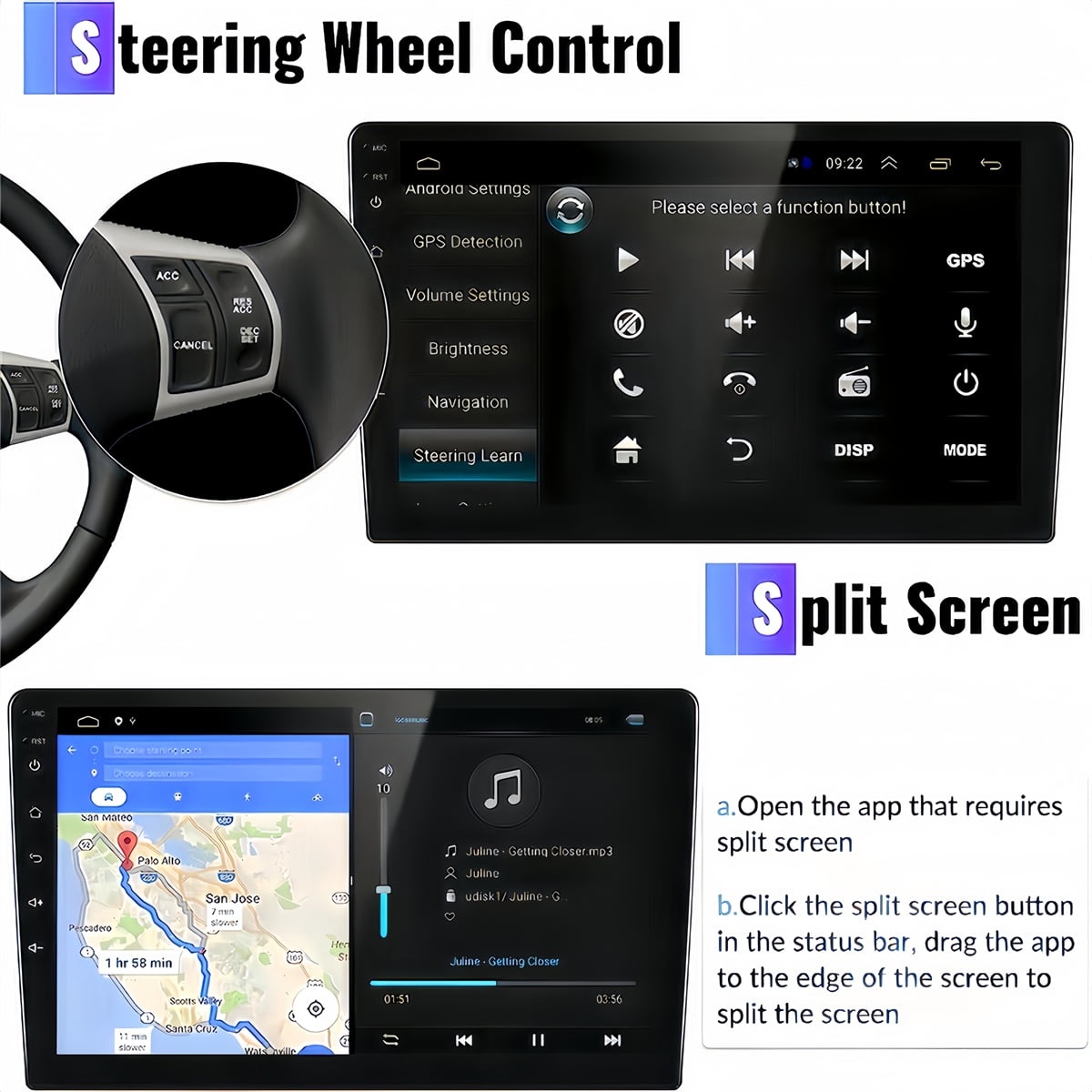 Guwzn Car Stereo Radio for Subaru Forester 2002-2008 9" Touchscreen 2+32G Vehicle GPS Navigation Wireless CarPlay Android Auto