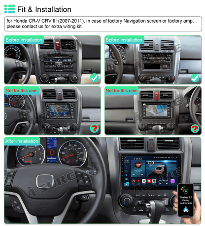 4+64GB Android 13 CarPlay Car Radio Stereo for Honda CR-V CRV 2007-2011 Bluetooth WiFi 4G LTE GPS DSP Honda Android host