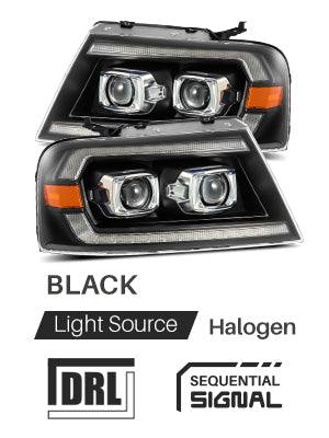 04-08 Ford F150 / 06-08 Lincoln Mark LT Projector Headlights Black [PRO-Series]