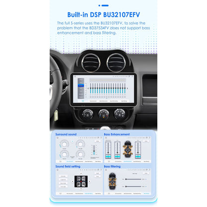 10.33" Touch Screen Android 12 Wifi 4+32GB Carplay Car Stereo Radio Head Unit Multimedia GPS Navigation Player For Jeep Compass Patriot 2011 2012 2013 2014 2015 2016 2017