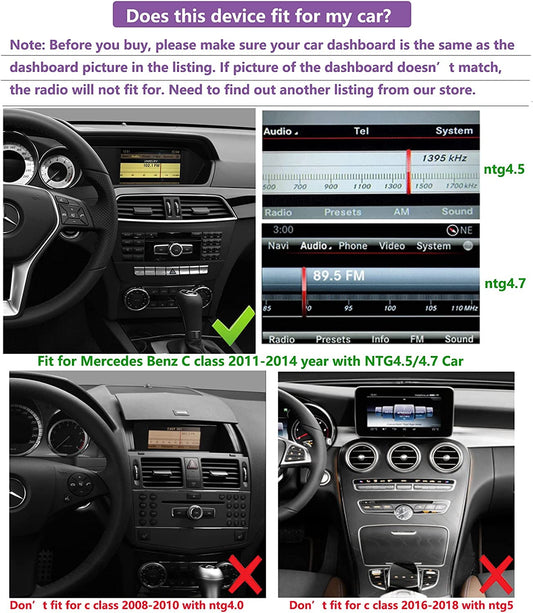 Mercedes-Benz Android Head Unit    Road Top Mercedes Benz W204 Android 13 Touch Screen Car Stereo, 10.25"