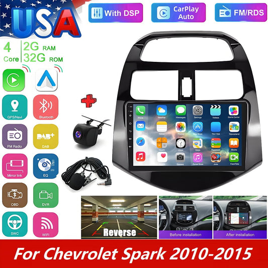for Chevrolet Spark 2010-2015 Radio Android Stereo Navigation Replacement 9 inch Touch Screen Wireless Carplay WiFi with Camera