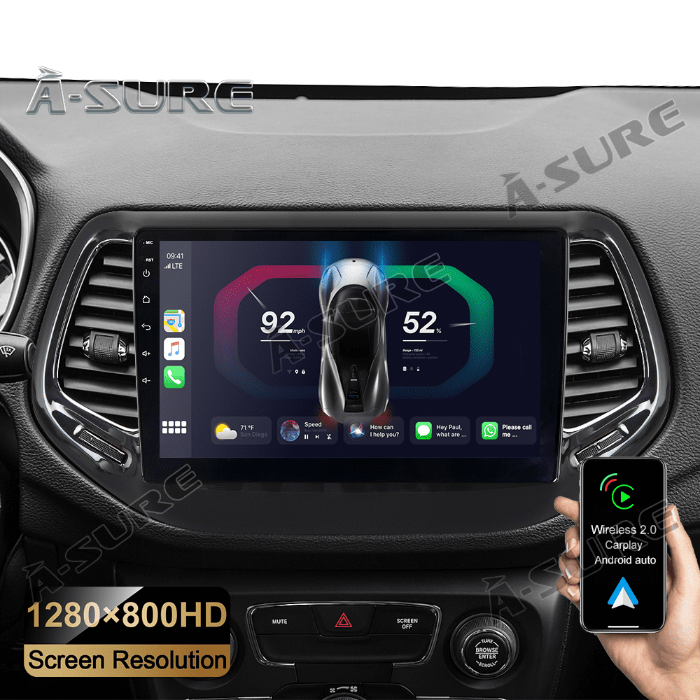 For Jeep Compass 2017-2020 Wireless CarPlay Android 13 Car Radio Stereo GPS Navi Bluetooth WiFi USB DSP SWC 2+32GB