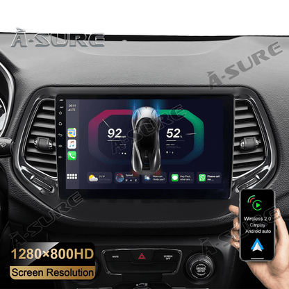 For Jeep Compass 2017-2020 Wireless CarPlay Android 13 Car Radio Stereo GPS Navi Bluetooth WiFi USB DSP SWC 2+32GB