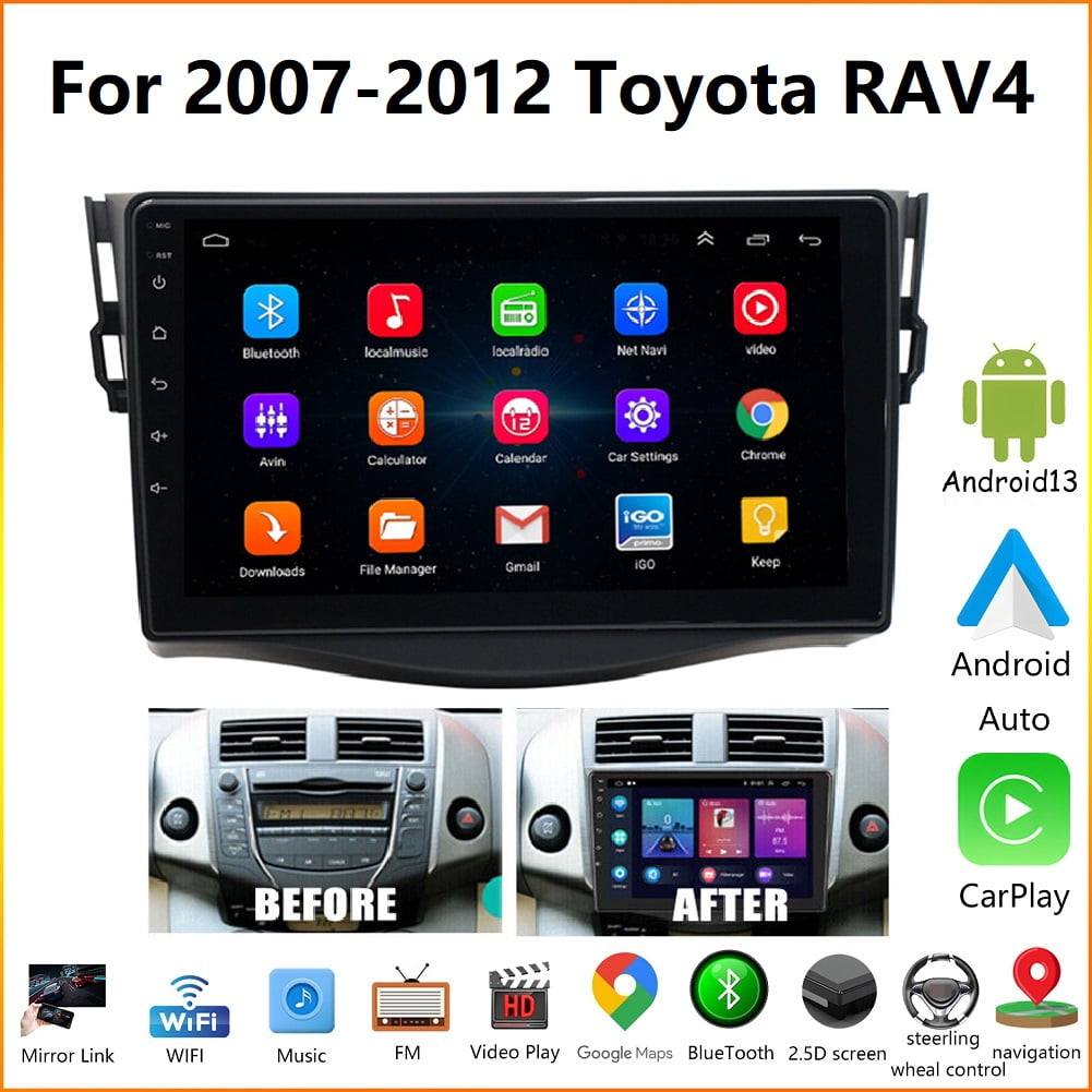 Toyota Android Head Unit   iSpchen Car Radio Stereo for 2007-2012 Toyota RAV4, Android 13 9 inch Car Navigation, with Carplay Android Auto GPS/FM/Wifi/USB