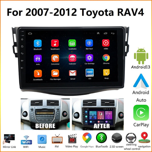Toyota Android Head Unit   iSpchen Car Radio Stereo for 2007-2012 Toyota RAV4, Android 13 9 inch Car Navigation, with Carplay Android Auto GPS/FM/Wifi/USB