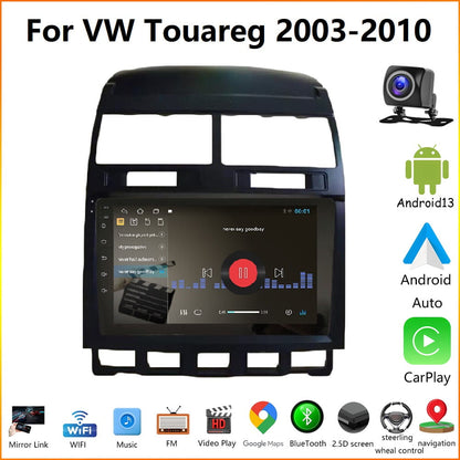 ispchen Car Stereo Radio for 2003-2010 Volkswagen Touareg Android 13 Car Navigation 9" Support Carplay And Android Auto, 2 + 32GB Wifi Bluetooth Radio With AHD Camera+Microphone