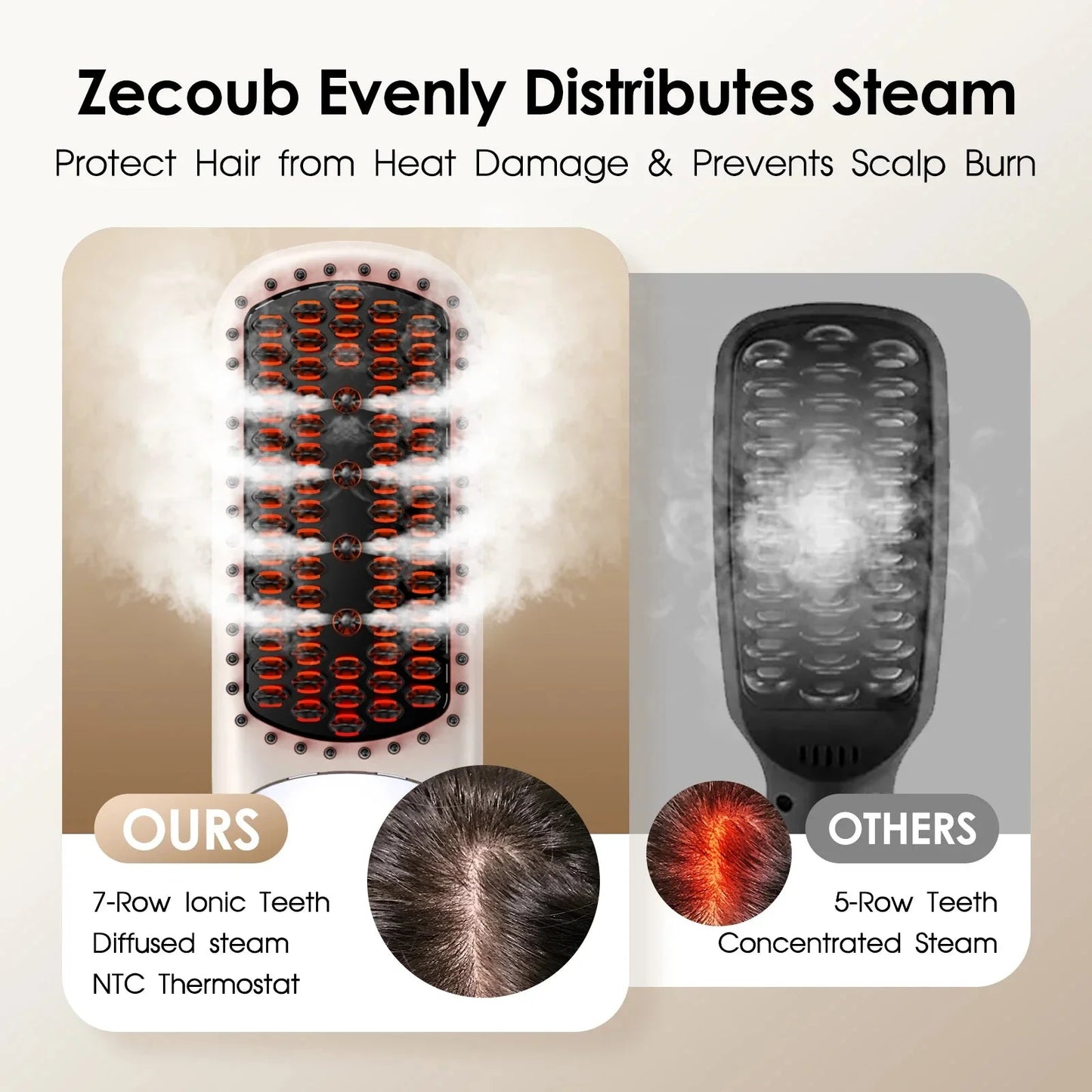 Wave Wholesale — Steam Straightener Comb 3s — Heat — feature highlight