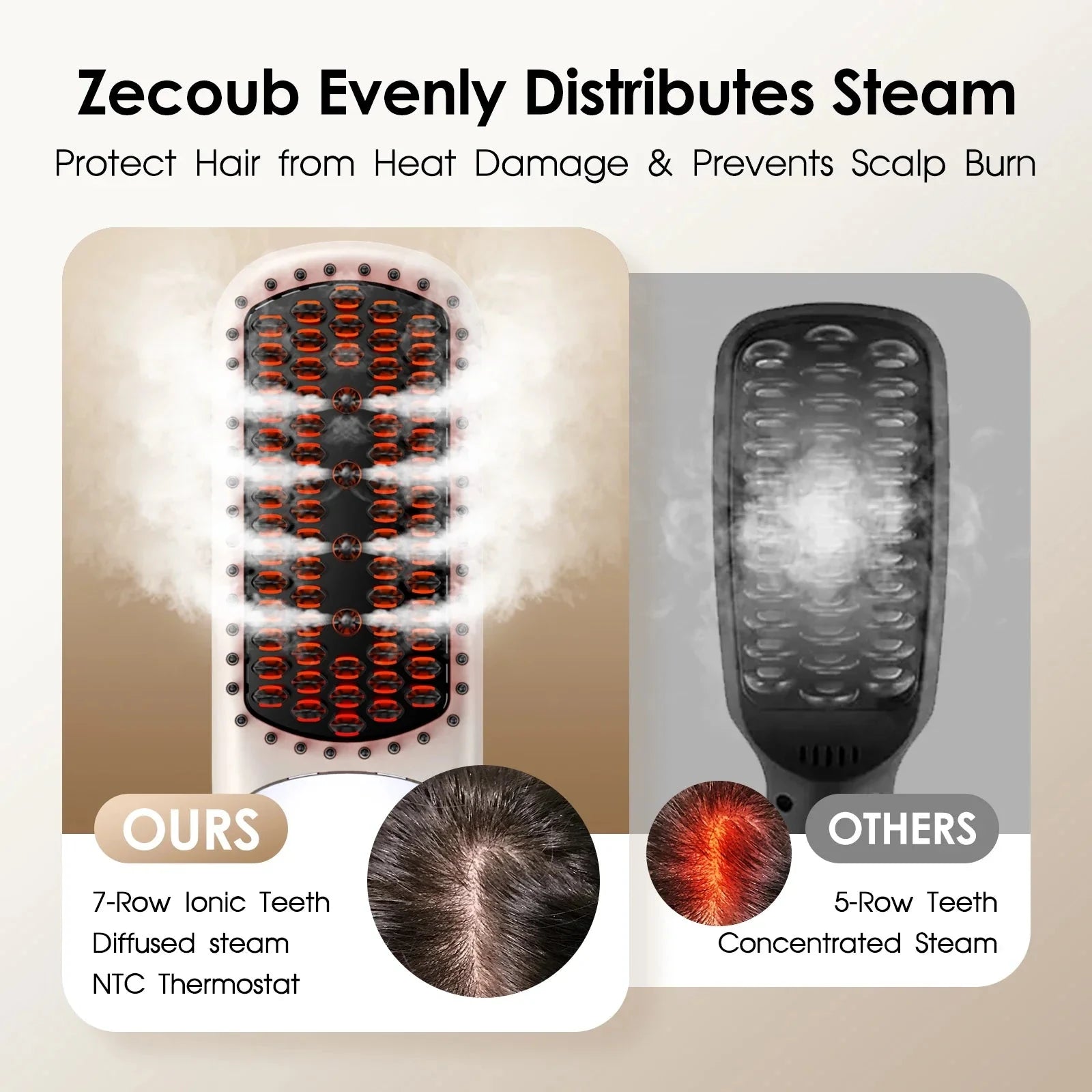 Wave Wholesale — Steam Straightener Comb 3s — Heat — feature highlight