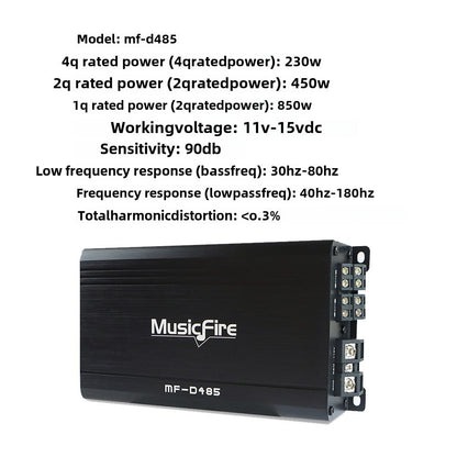 Wholesale musizfireD485 car audio modified speaker four-way power amplifier class AB high-power amplifier board